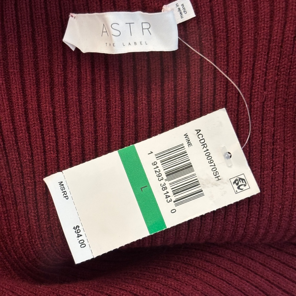 Astr the Label "Gwendolyn" Mock Turtleneck Sweater Dress - Wine Size L - Picture 8 of 9